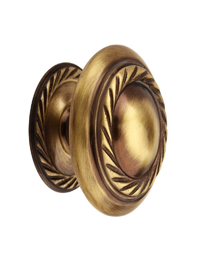 HOBKNOBS Georgian Antique Brass (32 mm Dia) Cabinet Drawers/Wardrobe Kitchen Door Pull Handle Knobs - Brownish Gold - Image 2